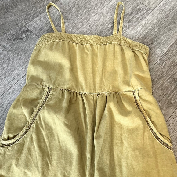 ANTHROPOLOGIE Postmark Jumpsuit Muted Mustard Yellow Cotton Lyocell Linen M - Picture 8 of 17